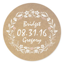 Blumenreath Niedlich Vintage Hochzeitsticker
