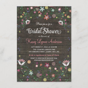 Blumenreath Rustic Wood Bridal Dusche Einladung