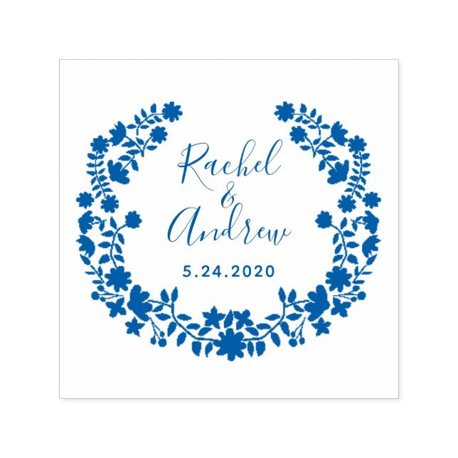 Blumenreath Save the Date Custom Wedding Briefmark Permastempel (Design)