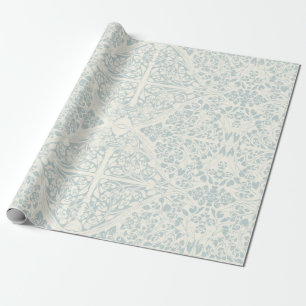 Blumenreben Arabesque Blue und Elfenbeinküste Geschenkpapier