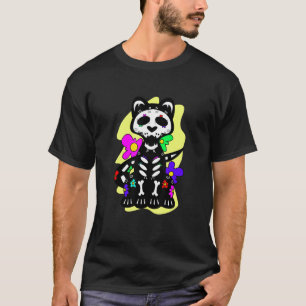Blumenreich Katze Mexikanisch Tag der Toten Dia De T-Shirt