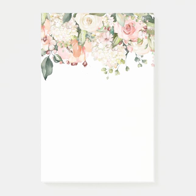 blumenreich, rosa Rose, Frühlingsblumen Post-it Klebezettel (Vorderseite)