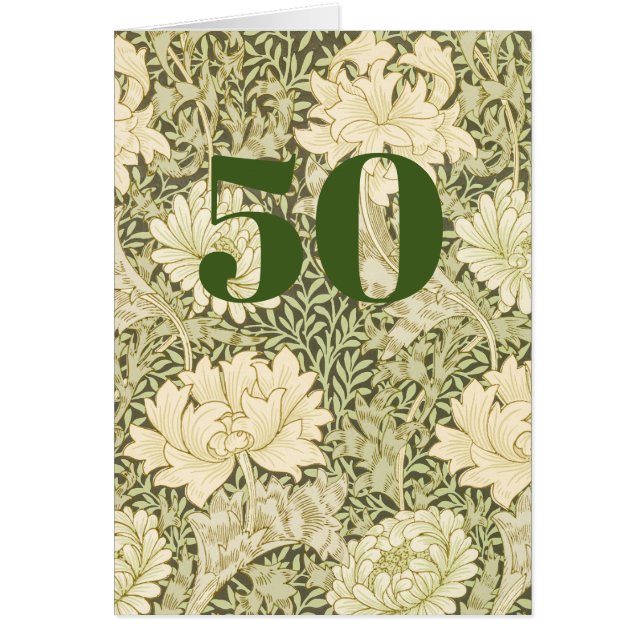 Blumenreiches 50. Geburtstags-Kartenfaltblatt (Vorne)