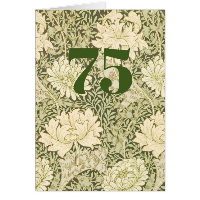 Blumenreiches 75. Geburtstags-Kartenfaltblatt (Vorne)