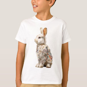 Blumenreiches Fellhasen-Kaninchen-Wiese Kinder T-Shirt