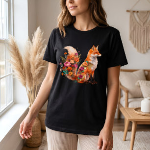 Blumenreiches Fuchs-Shirt Farbige Boho-Tier-T-Shir Tri-Blend Shirt