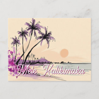 Blumenreiches Hawaii-Zeichnung Mele Kalikimaka Feiertagspostkarte