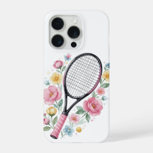 Blumenreiches Tennis-Handygehäuse Girly Ästhetik S iPhone 15 Pro Hülle