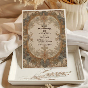 Blumenreiches Vintage Art Nouveau Hochzeit Einladung