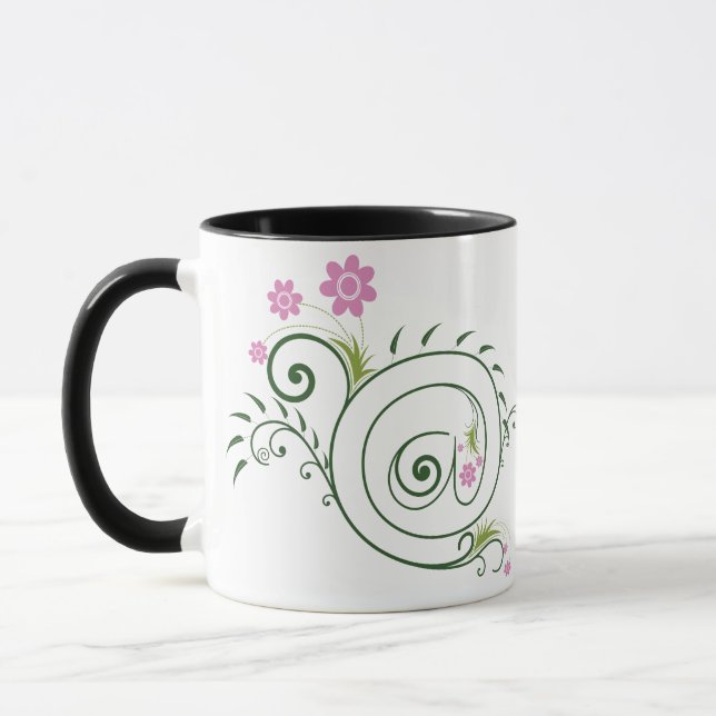 Blumenreiches @-Zeichen Flourish Tasse (Links)