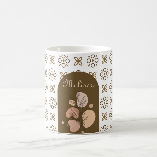 Blumenretro boho Stil bunt geometrisch Muster Kaffeetasse (Mittel)