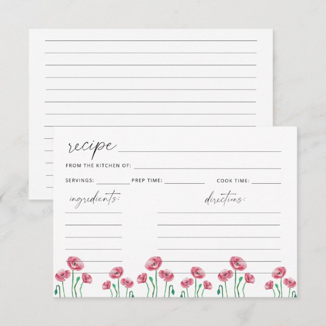 Blumenrezeptkarte (Vorne/Hinten)