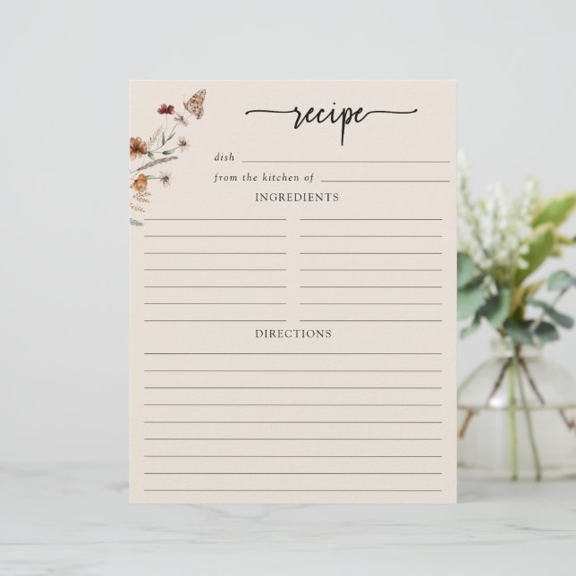 Blumenrezeptseite (Stehend Vorderseite)