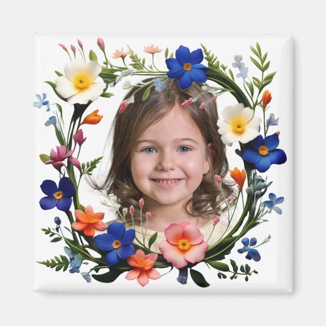 Blumenring-Foto-Erinnerungsanker  Magnet (Vorne)