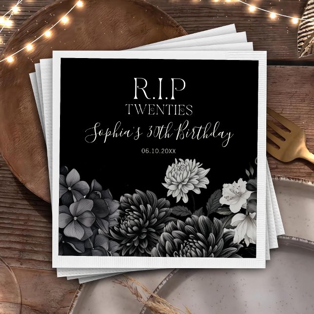 Blumenrippe Zwanziger 30. Geburtstag Party Napkins Serviette (Von Creator hochgeladen)