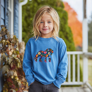 Blumenrock Horse Longsleeve Tshirt für Mädchen