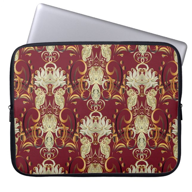 Blumenrogold, luxuriöses Vintages Muster. Laptopschutzhülle (Vorderseite)