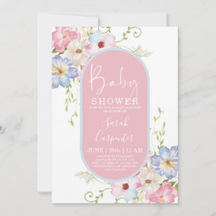 Blumenromantische Kinderdusche Einladung