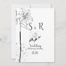 Blumenromantische Minimalistische Hochzeit mit Bed Einladung