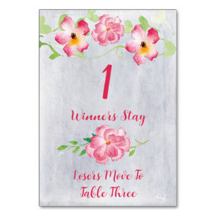 Blumenrosa #1 Bunco Table Card Tischnummer