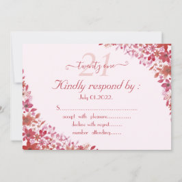 Blumenrosa 21. Geburtstag Einladung