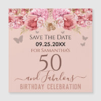 Blumenrosa 50. Geburtstag Speichern Sie das Datum