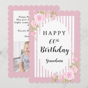 Blumenrosa Alles Gute zum Geburtstag Oma Foto Flac Einladung