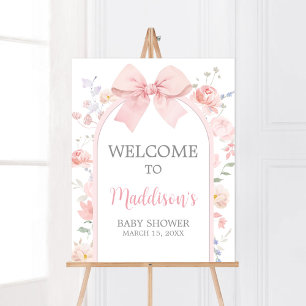 Blumenrosa Baby in Bloom Begrüßungszeichen Poster