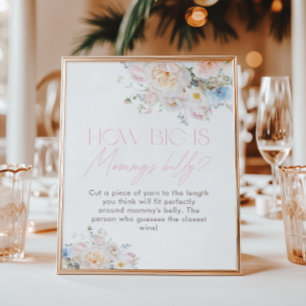 Blumenrosa Babydusche Wie groß ist Mama's Bauch Poster