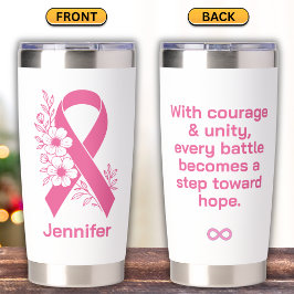 Blumenrosa-Band - Brustkrebs-Bewusstsein Thermobecher