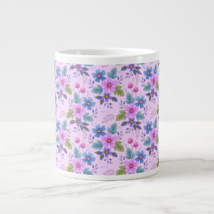 Blumenrosa Blaue violette Blume Muster-36841 Jumbo-Tasse