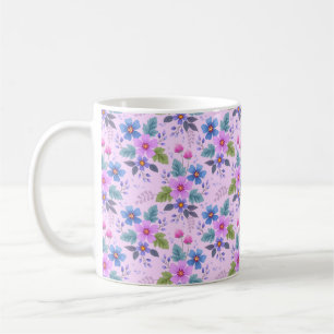 Blumenrosa Blaue violette Blume Muster-36841 Kaffeetasse