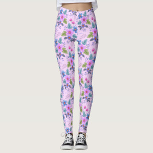 Blumenrosa Blaue violette Blume Muster-36841 Leggings