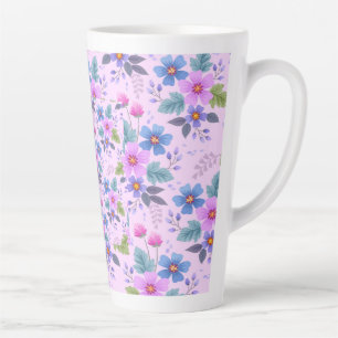 Blumenrosa Blaue violette Blume Muster-36841 Milchtasse