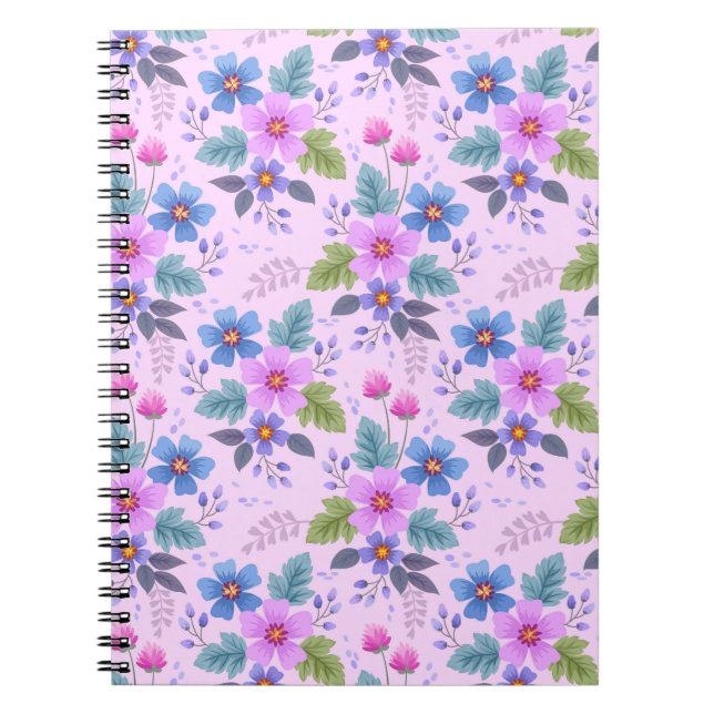 Blumenrosa Blaue violette Blume Muster-36841 Notizblock (Vorderseite)