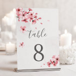 Blumenrosa Blossom Hochzeit Tischnummer<br><div class="desc">Moderne Tischnummern mit Blumen,  Blütenfarben,  Blütenkirschblüten und moderne Kalligraphie auf handgearbeiteter Papierstruktur.</div>