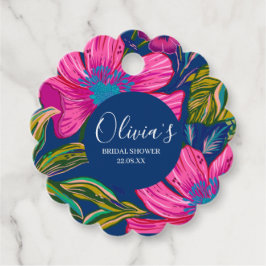 Blumenrosa Blume Brautparty Geschenkanhänger