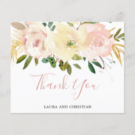 Blumenrosa Blush Budget Hochzeit Danke Karte