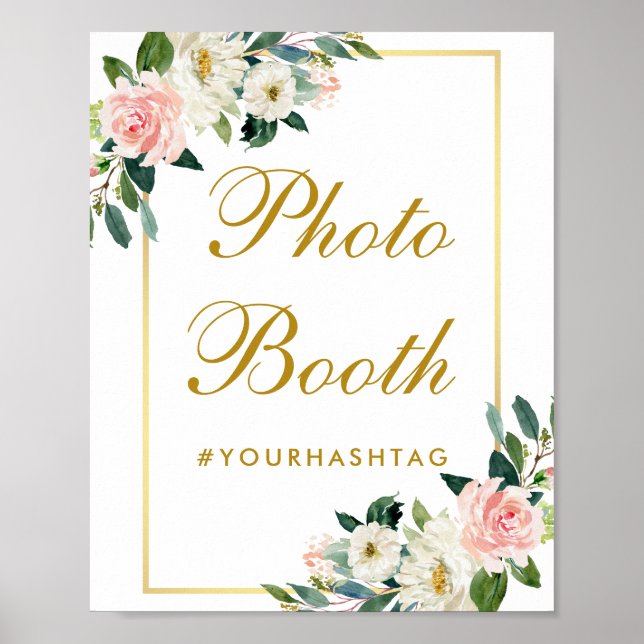 Blumenrosa-Blush-Gold-Hochzeitskabine Foto Poster (Vorne)