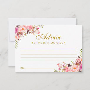 Blumenrosa Blush Gold Hochzeitsratenkarte Hinweiskarte