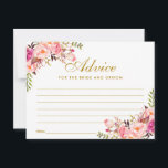 Blumenrosa Blush Gold Wedding Advice Card Hinweiskarte<br><div class="desc">Aquarellfarbene Blütenrosa Blush Gold Wedding Advice Card - Große</div>