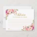 Blumenrosa Blush Gold Wedding Advice Card Hinweiskarte<br><div class="desc">Aquarellfarbene Blütenrosa Blush Gold Wedding Advice Card - Große</div>