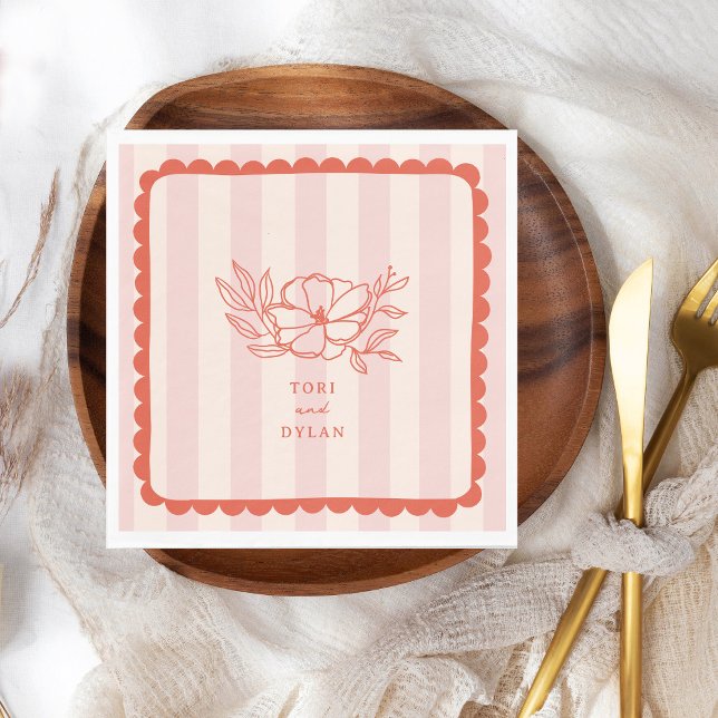 Blumenrosa Botanische Stripensehen Serviette (Von Creator hochgeladen)