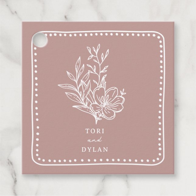 Blumenrosa Bouquet Wedding Geschenkanhänger (Vorderseite)