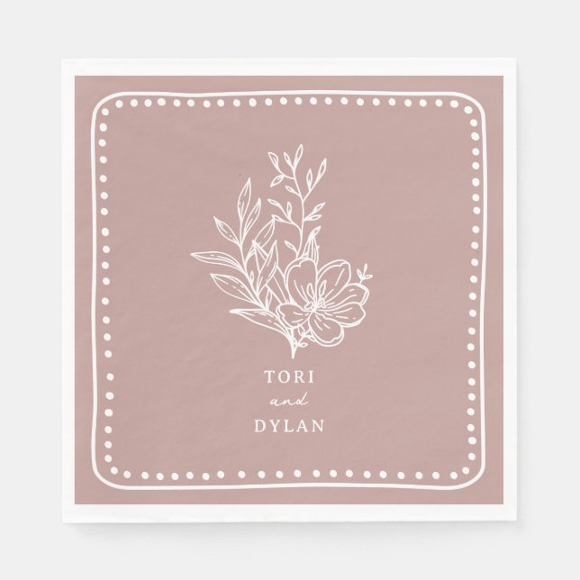 Blumenrosa Bouquet Wedding Serviette (Vorderseite)