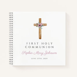Blumenrosa Cross Girl First Communityguestbook Notizbuch