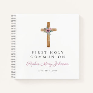 Blumenrosa Cross Girl First Communityguestbook Notizbuch