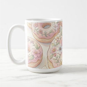 Blumenrosa Donuts Pastell Illustration Kaffeetasse