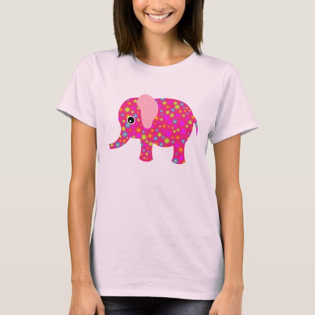 Blumenrosa Elephant Neon Blue Raglan Kinderkind T- T-Shirt (Vorderseite)