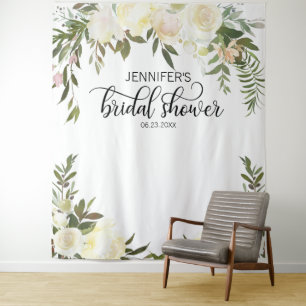 Blumenrosa Elfenbeinfarben FOTO BACKDROP-Brautpart Wandteppich